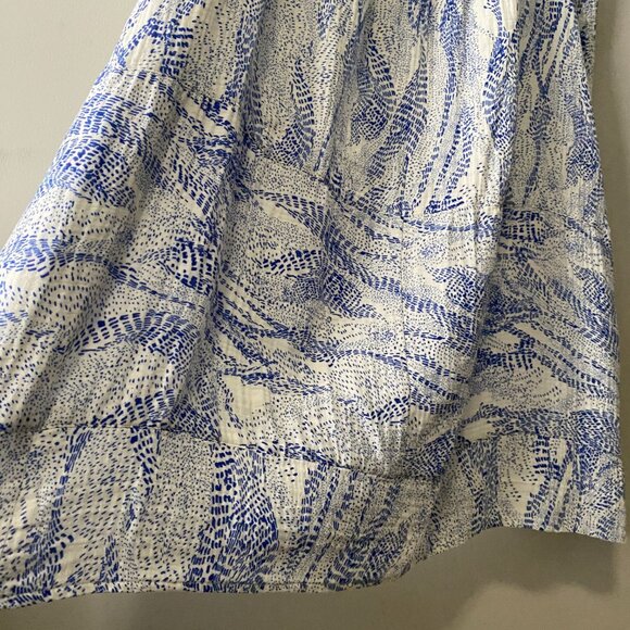 REFASHIONED Plus Size Upcycled 100% Cotton White Blue Double Gauze Strap Dress - Picture 9 of 13